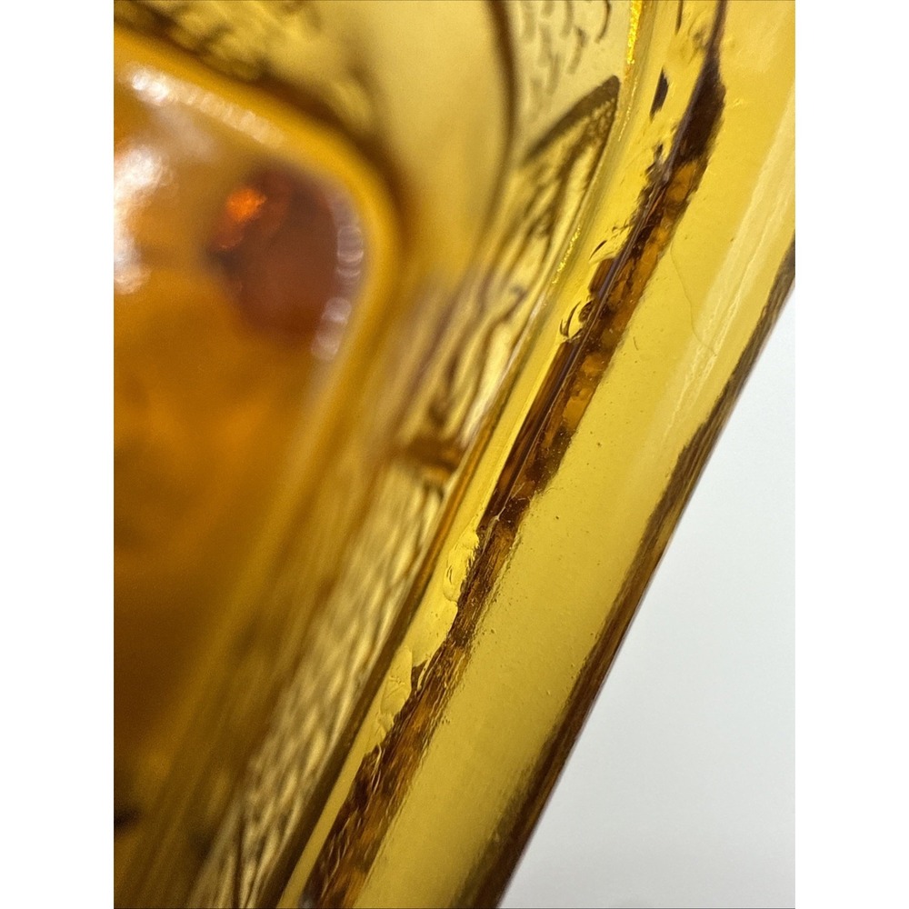 Vtg Tiara Indiana Glass Amber Bee Box Bottom Only Replacement 2.5" x 5.5" Dish - Picture 8 of 11